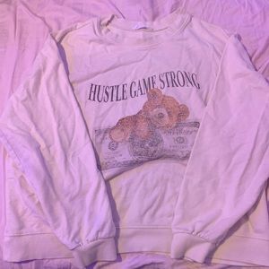 cream womens non-crop graphic crewneck